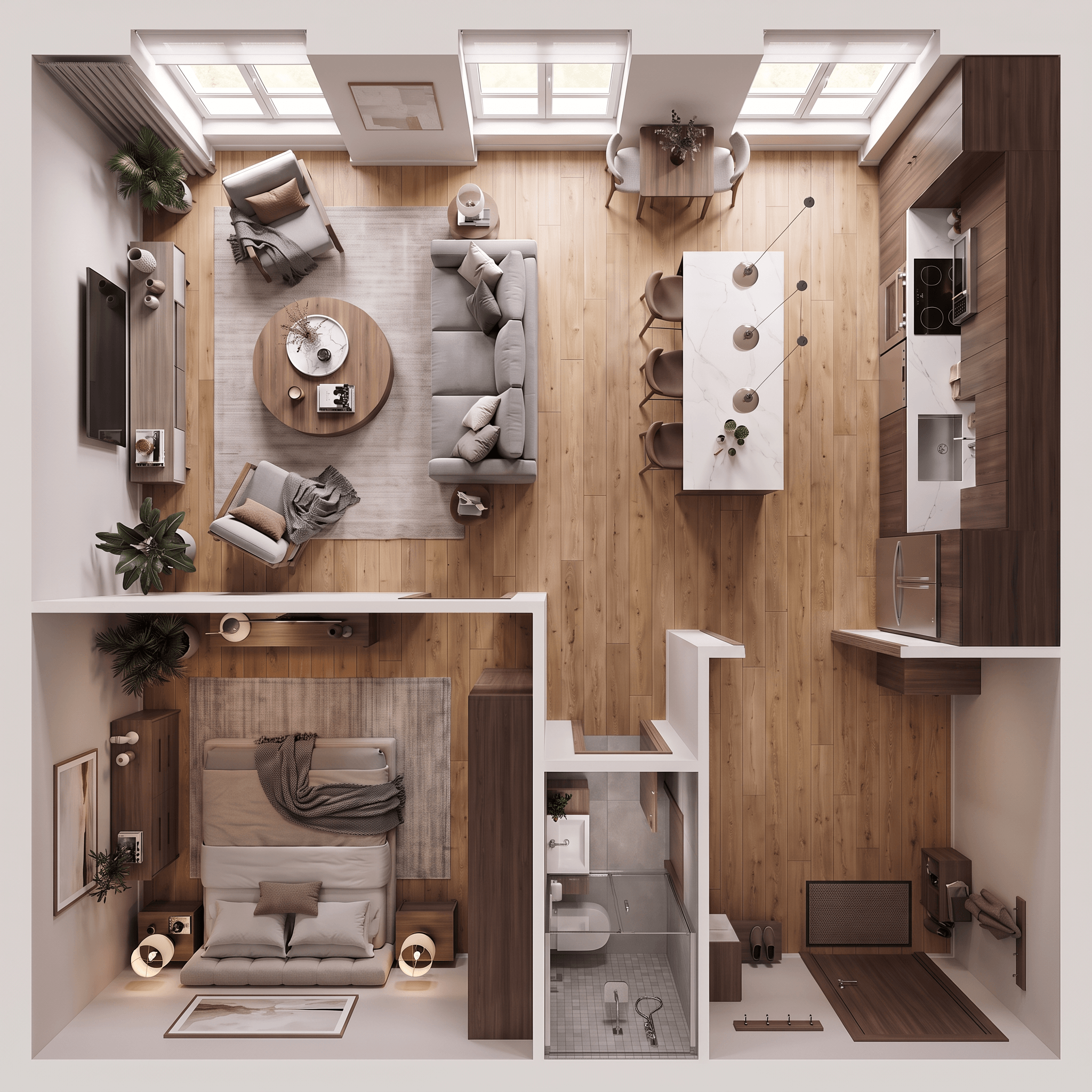 Contemporary ห้องนั่งเล่น design — interior photo by GenRoom AI