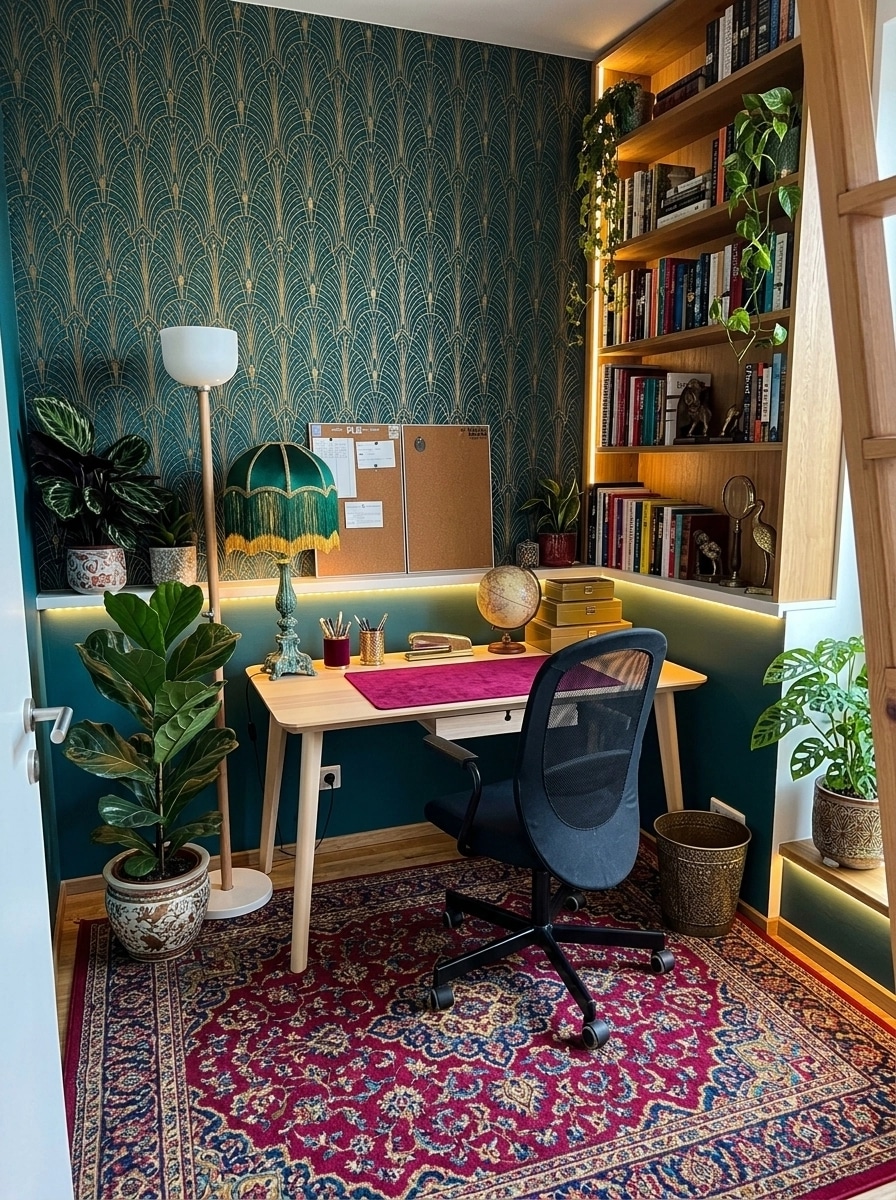 Office interior in Maximalist style — photo by GenRoom AI