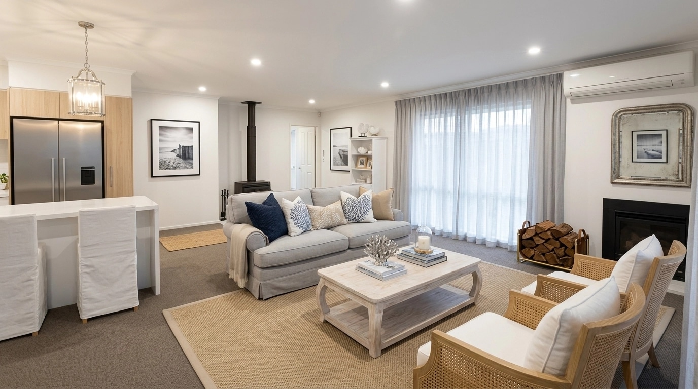 Interior design in Coastal / Hamptons style — Living Room by GenRoom AI