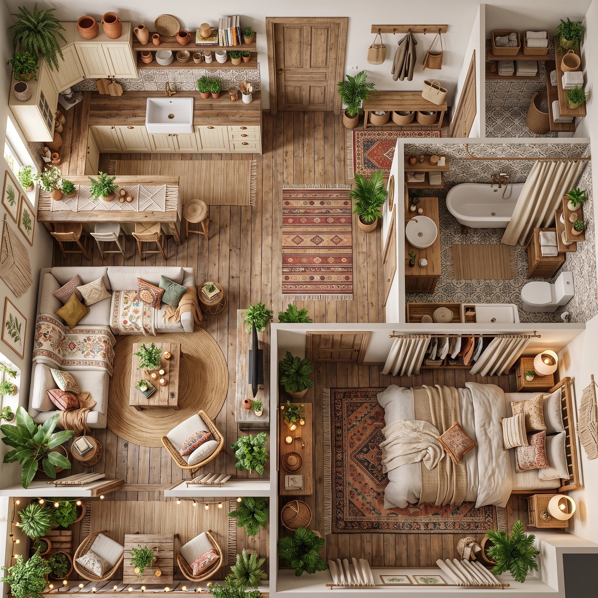Interior design in Bohemian style — Living Room by GenRoom AI