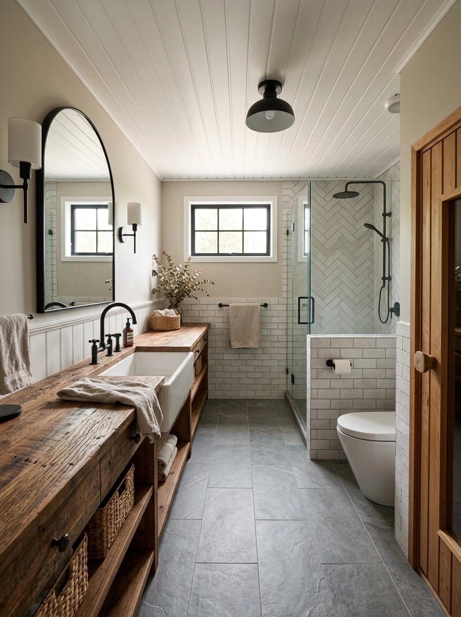 Modern Farmhouse Bathroom design — interior photo by GenRoom AI