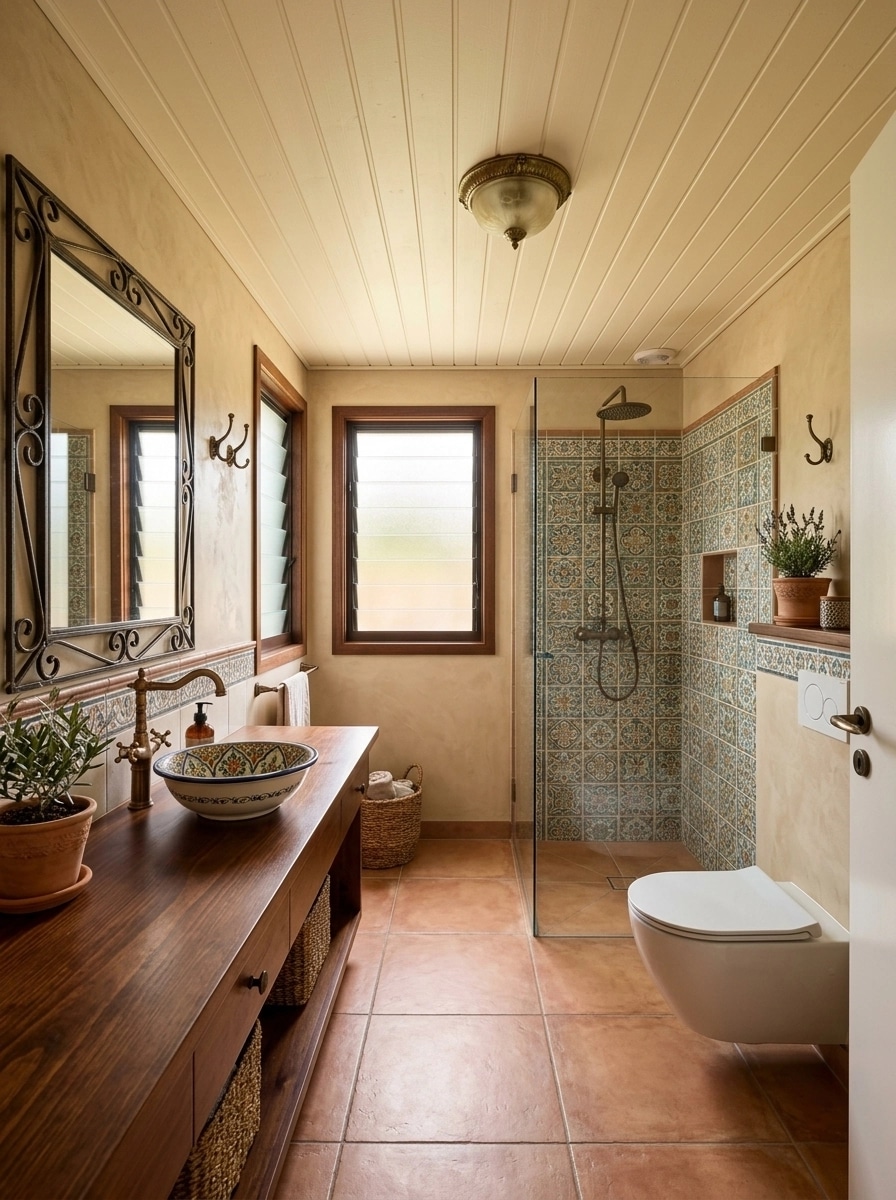 İç mekân tasarımı Mediterranean stili — Banyo GenRoom AI
