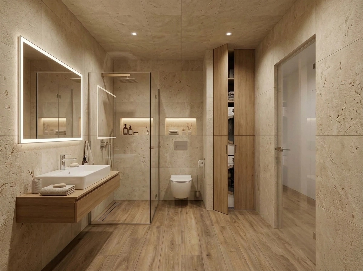Bathroom interior in Scandinavian style — photo by GenRoom AI