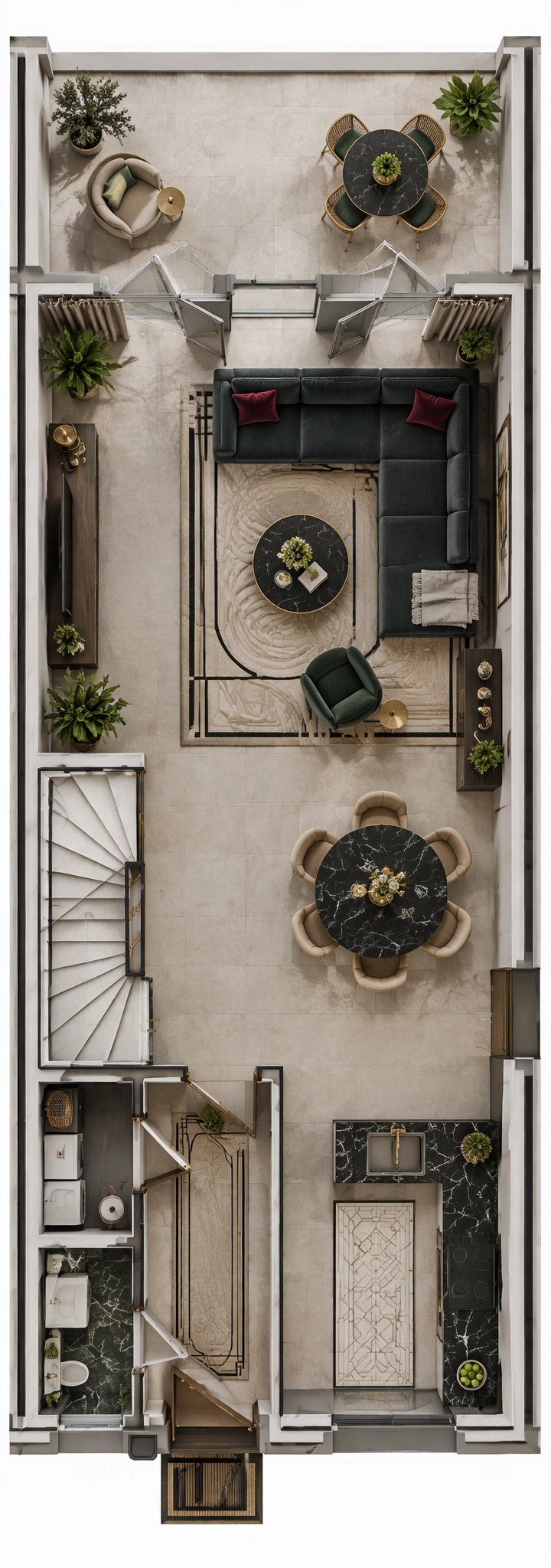 İç mekân tasarımı Art Deco stili — Oturma Odası GenRoom AI