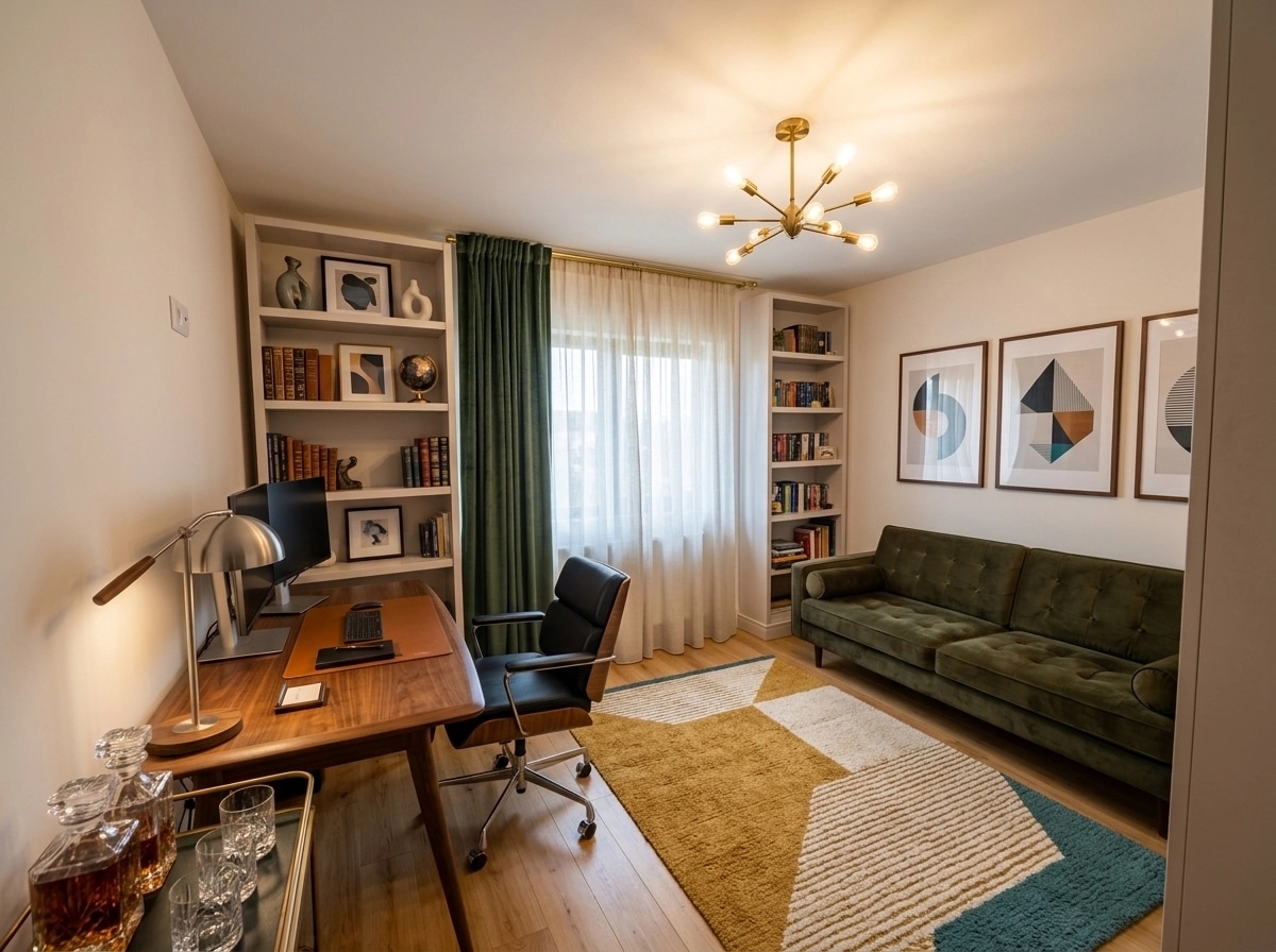 Office interior in Mid-Century Modern style — photo by GenRoom AI