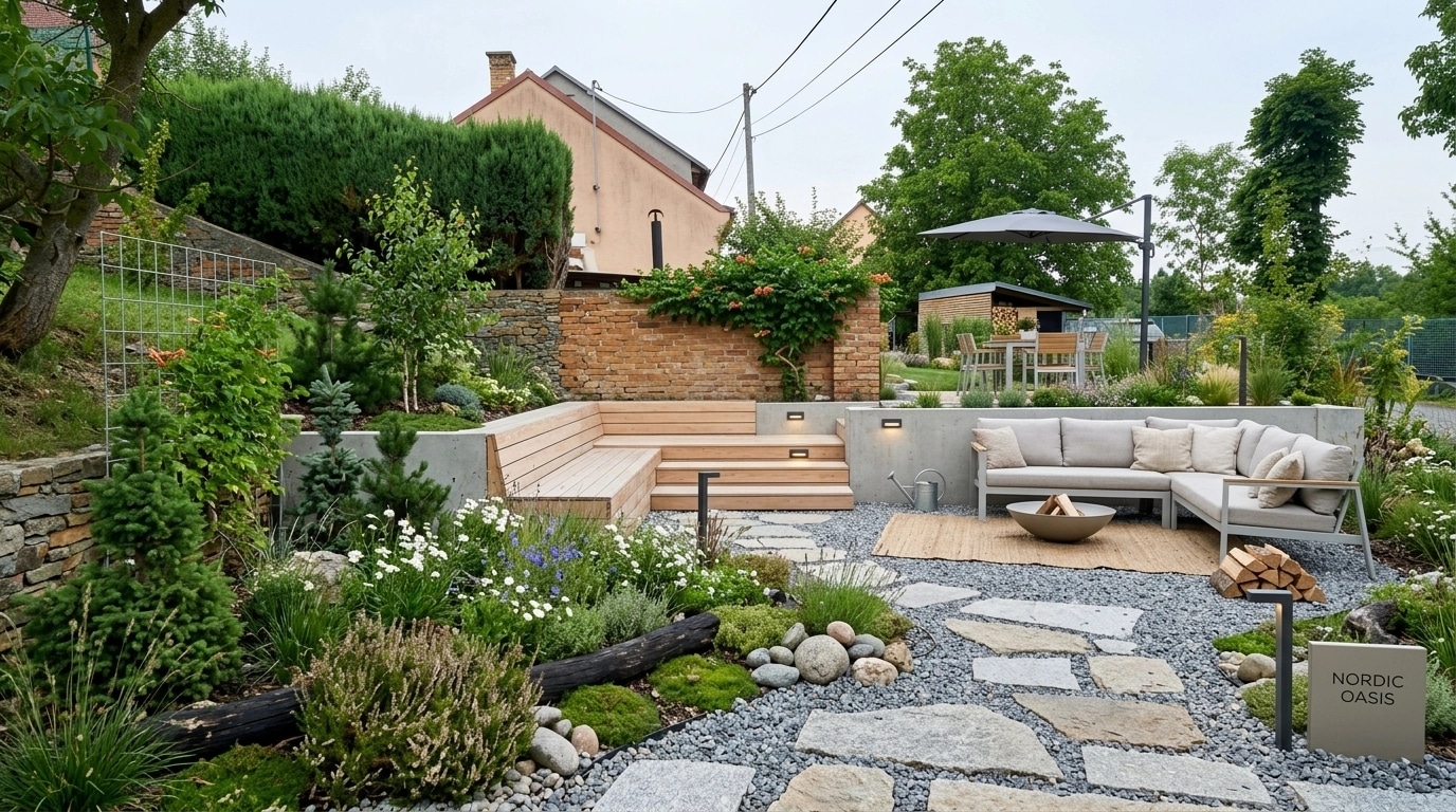 Diseño paisajístico en estilo Scandinavian Garden — Jardín por GenRoom AI