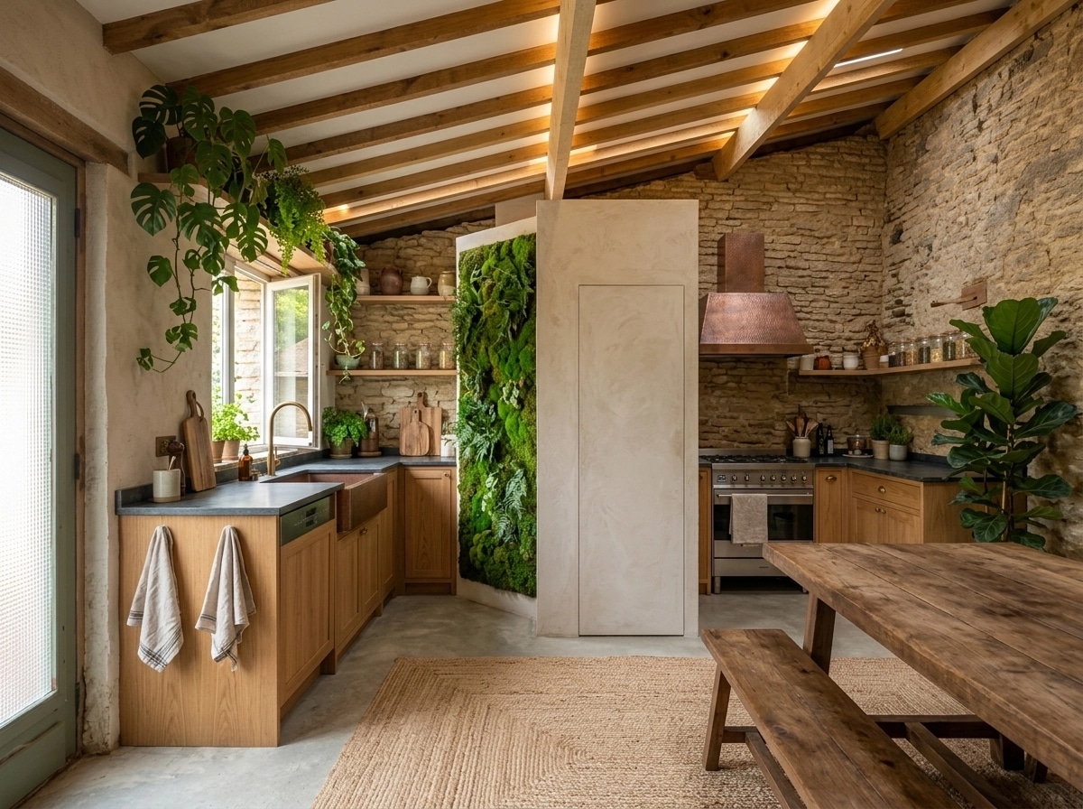 Kitchen interior in Biophilic style — photo by GenRoom AI