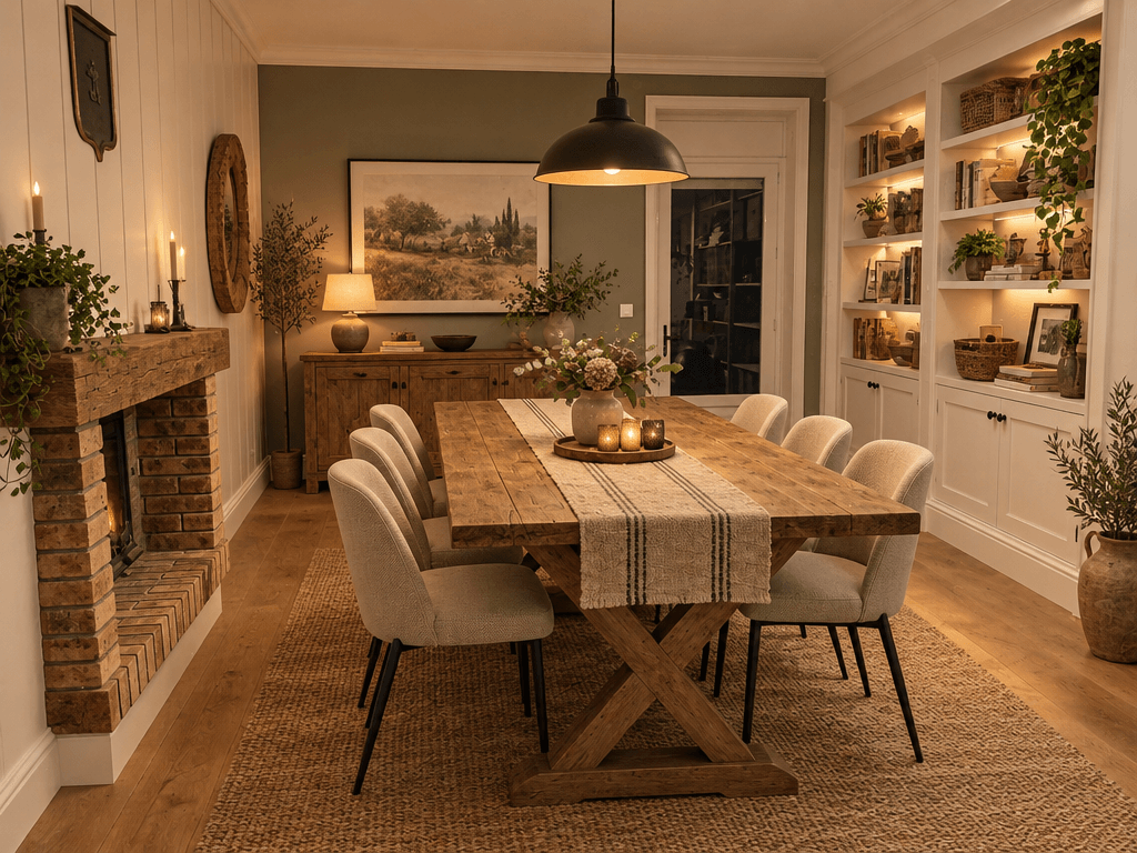 Design de interiores em estilo Modern Farmhouse — dining_room por GenRoom AI