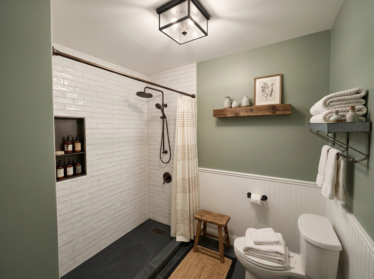 Bathroom interior in Modern Farmhouse style — photo by GenRoom AI