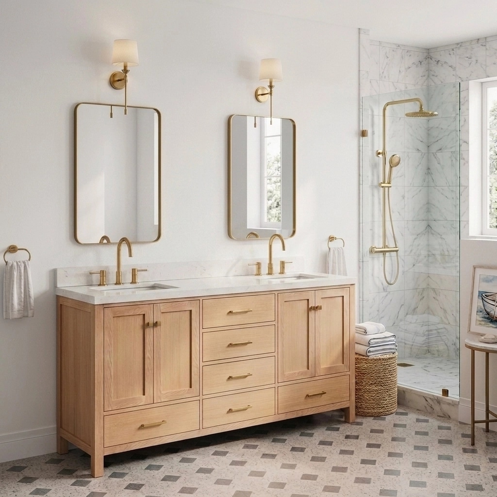 Interior design in Coastal / Hamptons style — Bathroom by GenRoom AI