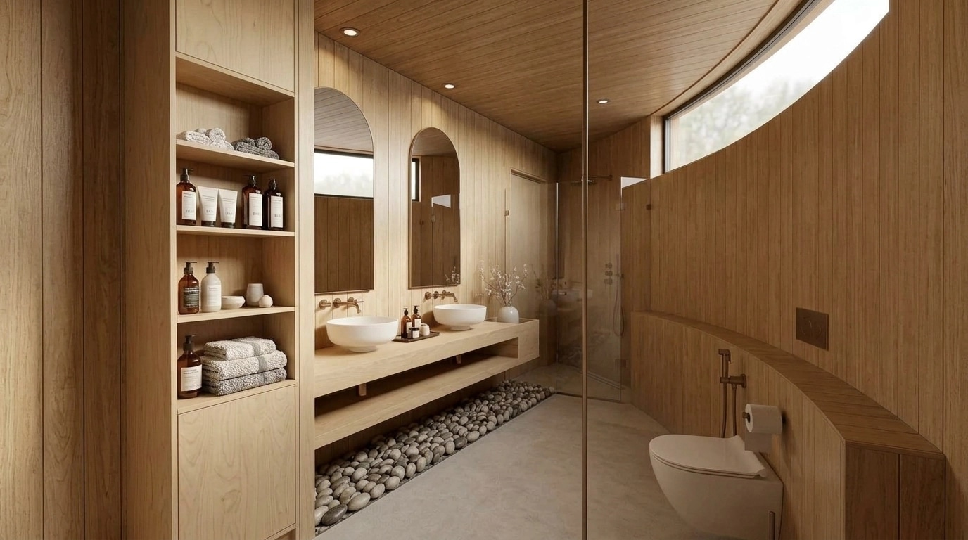 Bathroom interior in Scandinavian style — photo by GenRoom AI