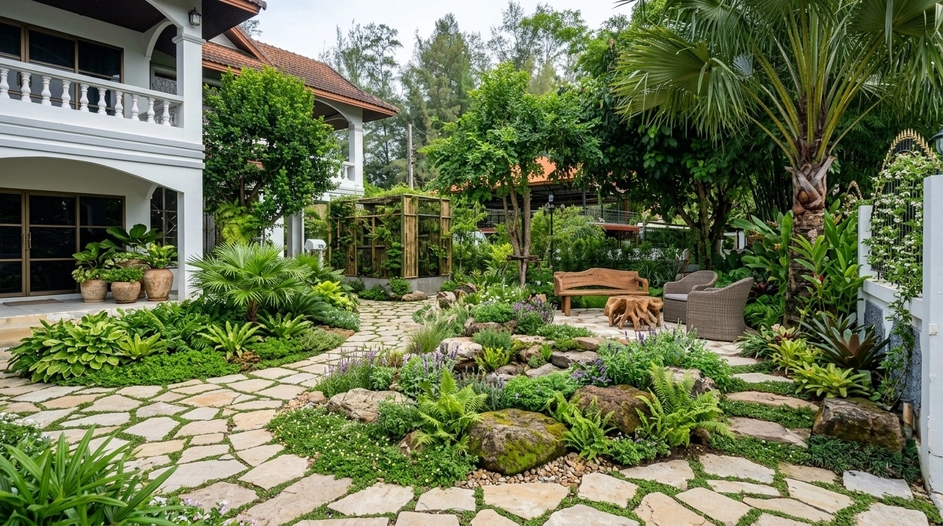 Landscape design in Eco Natural Garden style — Yard by GenRoom AI
