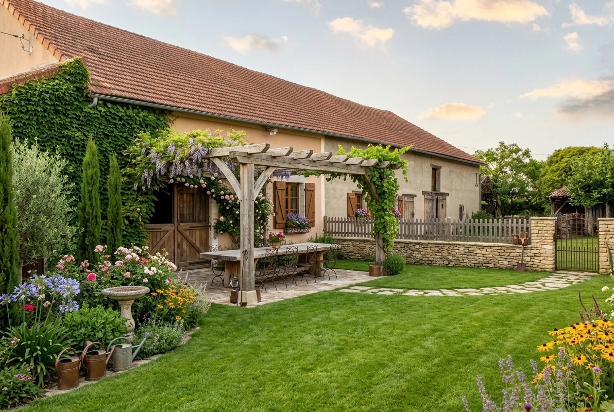Country Rustic Garden Jardín design — yard photo by GenRoom AI
