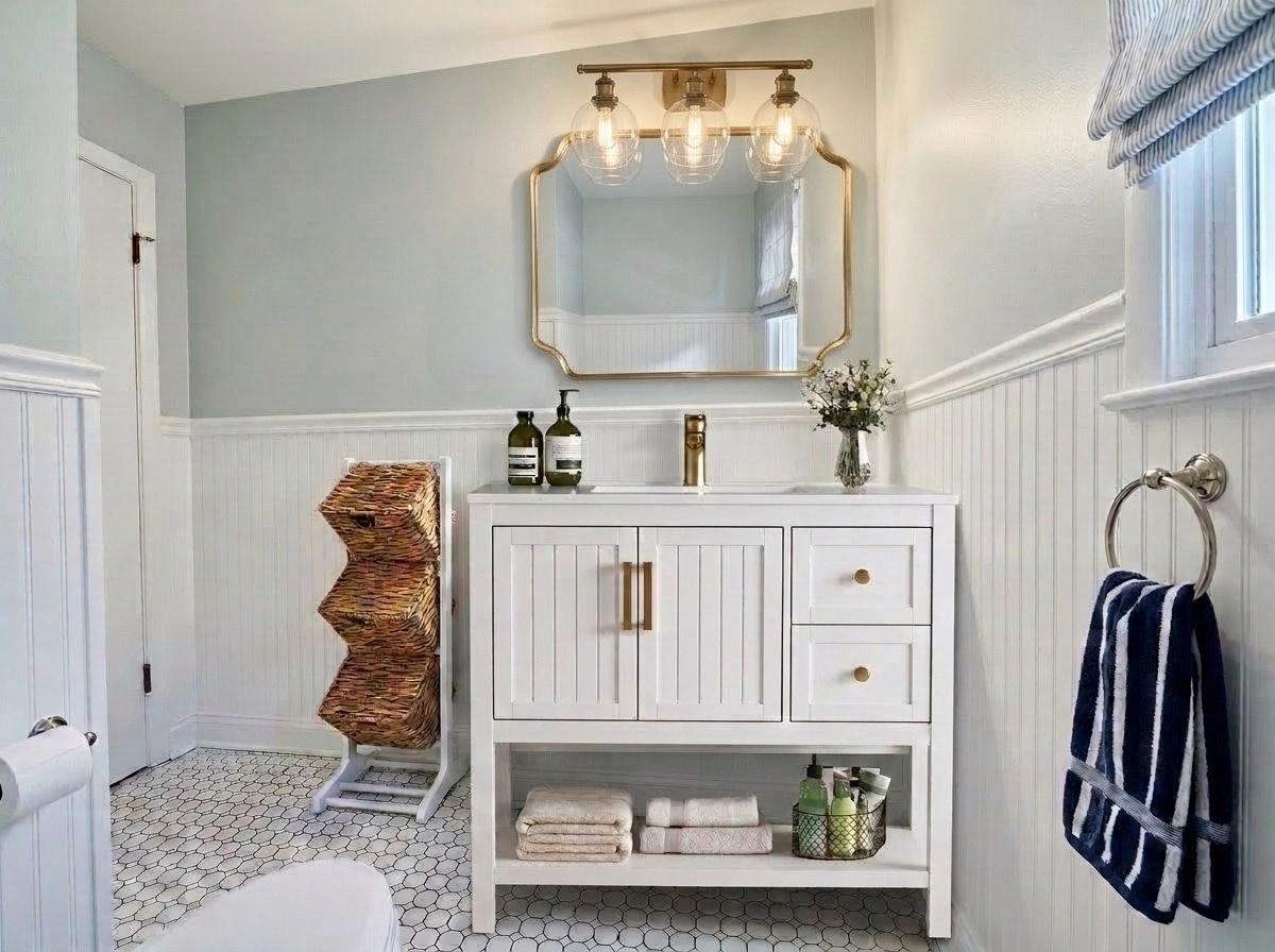 Bathroom interior in Coastal / Hamptons style — photo by GenRoom AI