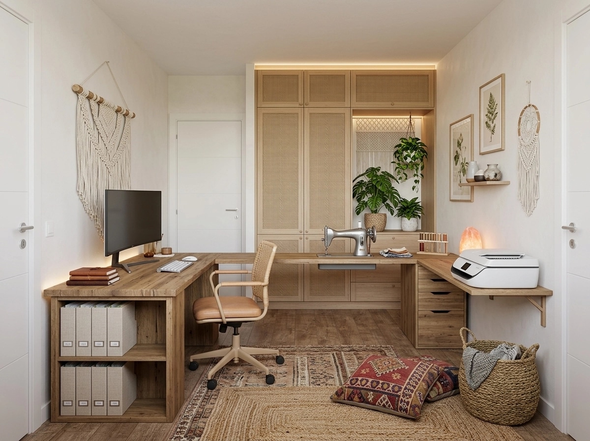 Office interior in Bohemian style — photo by GenRoom AI
