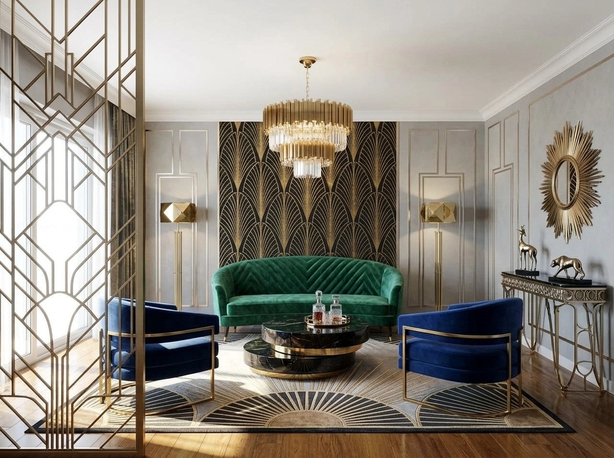 Interior design in Art Deco style — Living Room by GenRoom AI