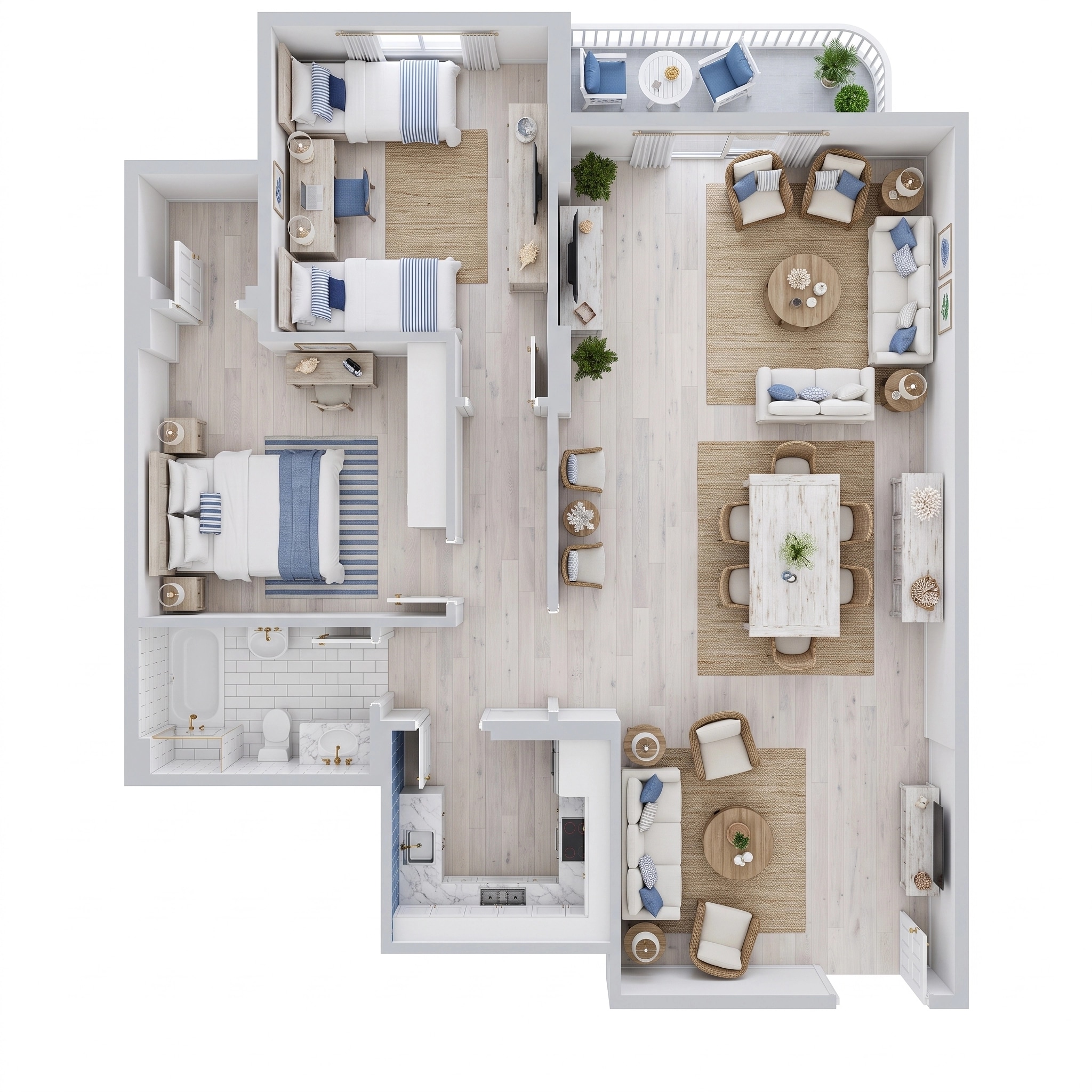 Interior design in Coastal / Hamptons style — Living Room by GenRoom AI
