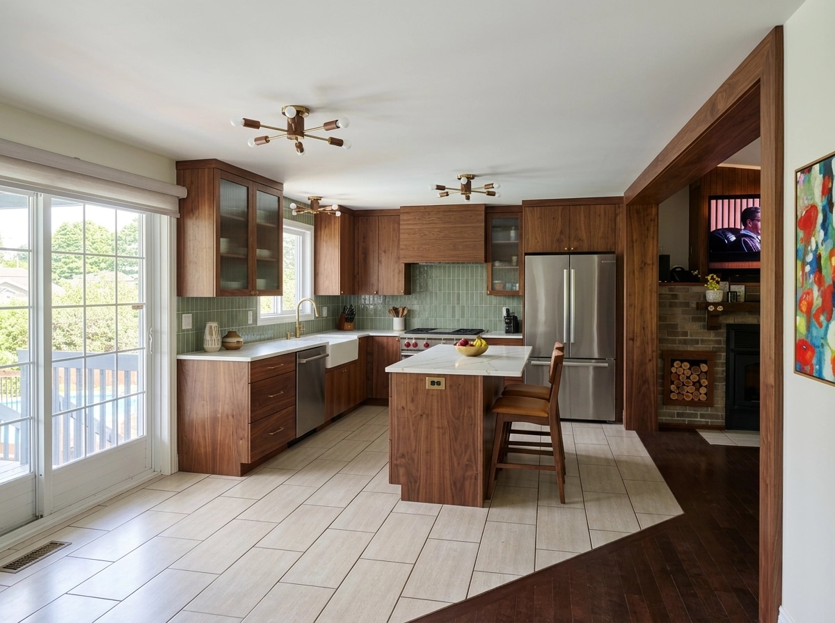 Interior design in Mid-Century Modern style — Kitchen by GenRoom AI