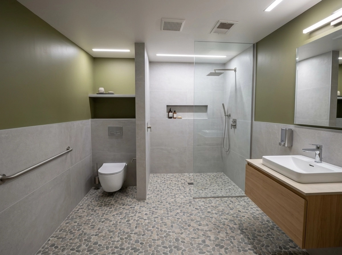 Bathroom interior in Minimalism style — photo by GenRoom AI