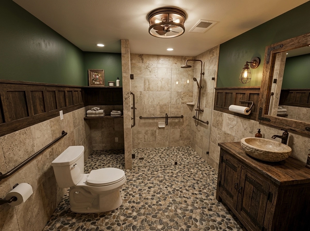 Bathroom interior in Rustic style — photo by GenRoom AI