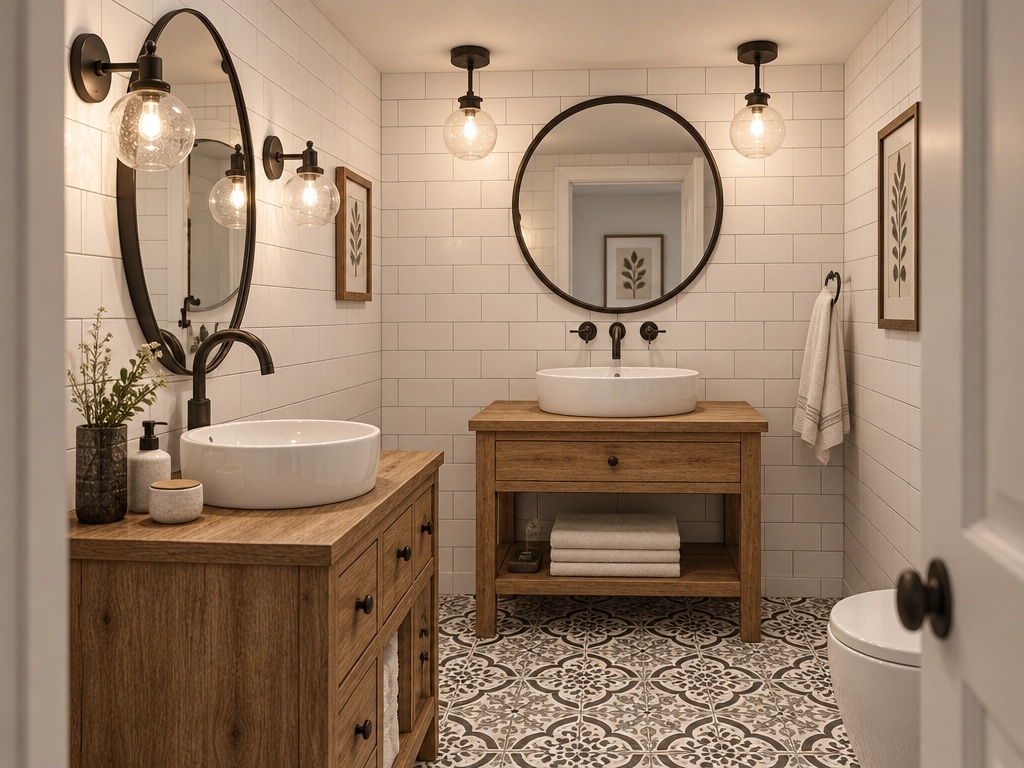 Bathroom interior in Modern Farmhouse style — photo by GenRoom AI
