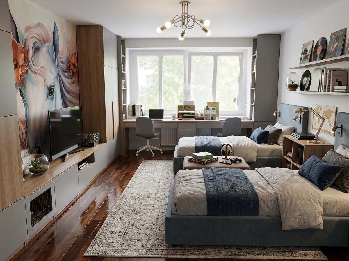 Contemporary Kids Room design — interior photo by GenRoom AI