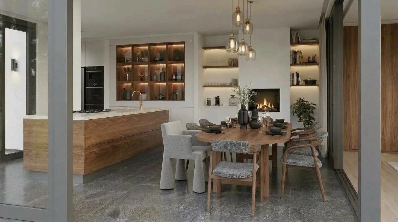Interior design in Mid-Century Modern style — Kitchen by GenRoom AI