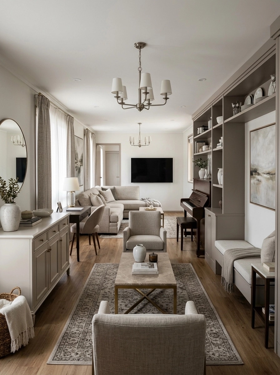 Transitional Living Room design — interior photo by GenRoom AI