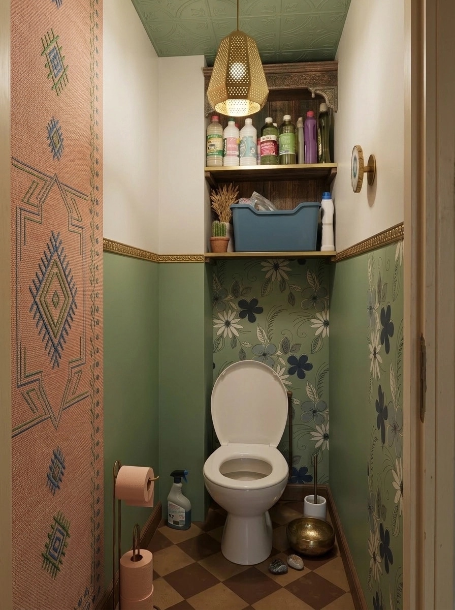 Bathroom interior in Bohemian style — photo by GenRoom AI