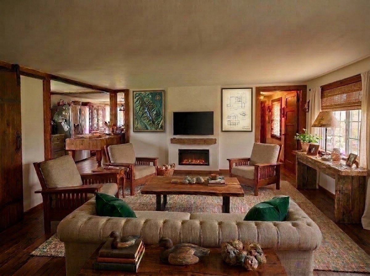 Interior design in Rustic style — Living Room by GenRoom AI