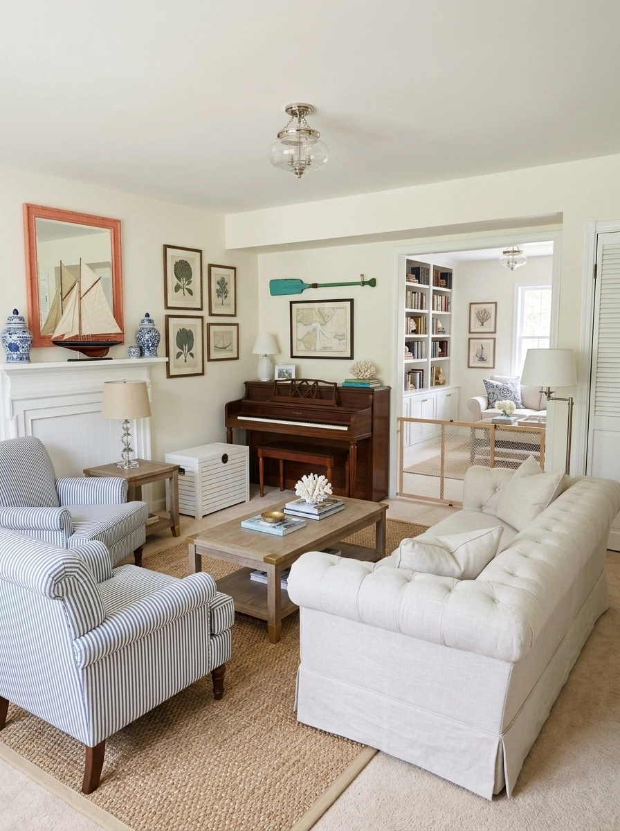 Interior design in Coastal / Hamptons style — Living Room by GenRoom AI