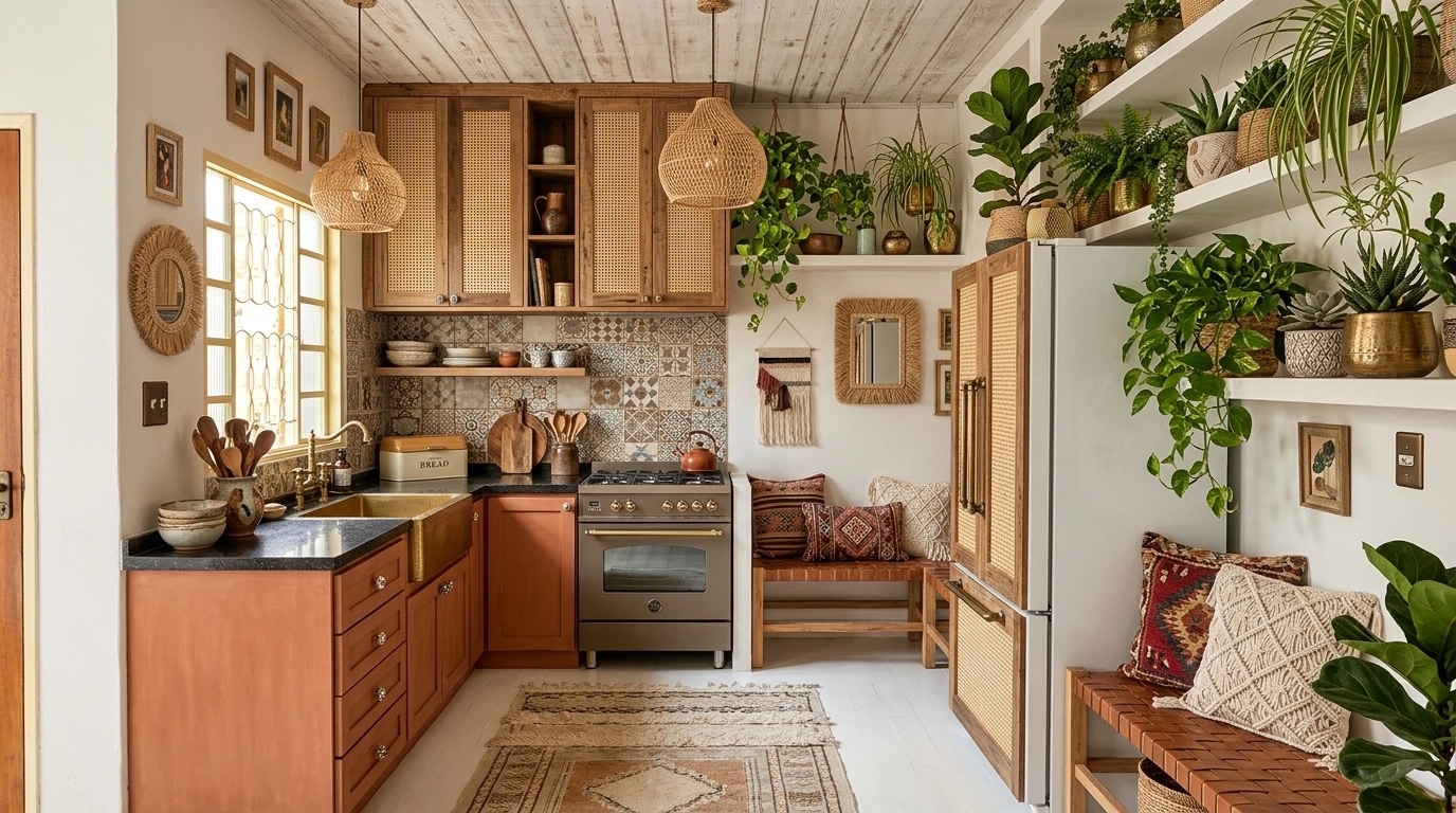 Kitchen interior in Bohemian style — photo by GenRoom AI
