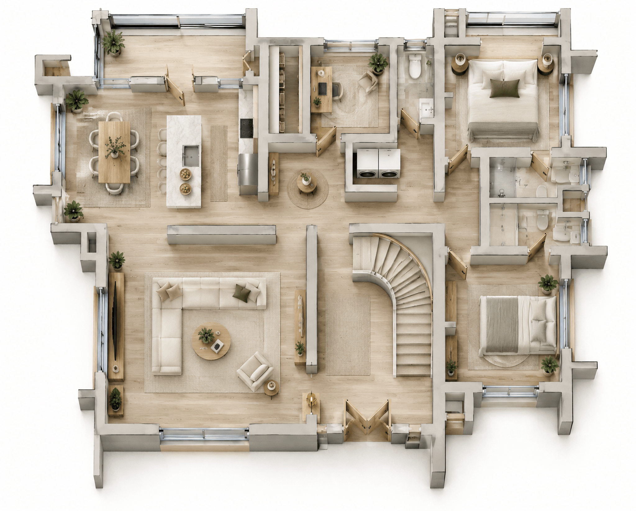 Contemporary ห้องนั่งเล่น design — interior photo by GenRoom AI