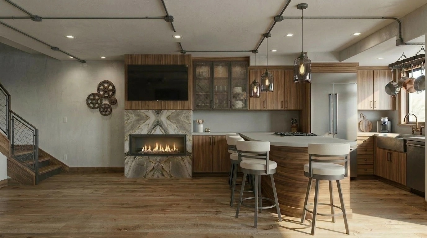 Kitchen interior in Loft / Industrial style — photo by GenRoom AI