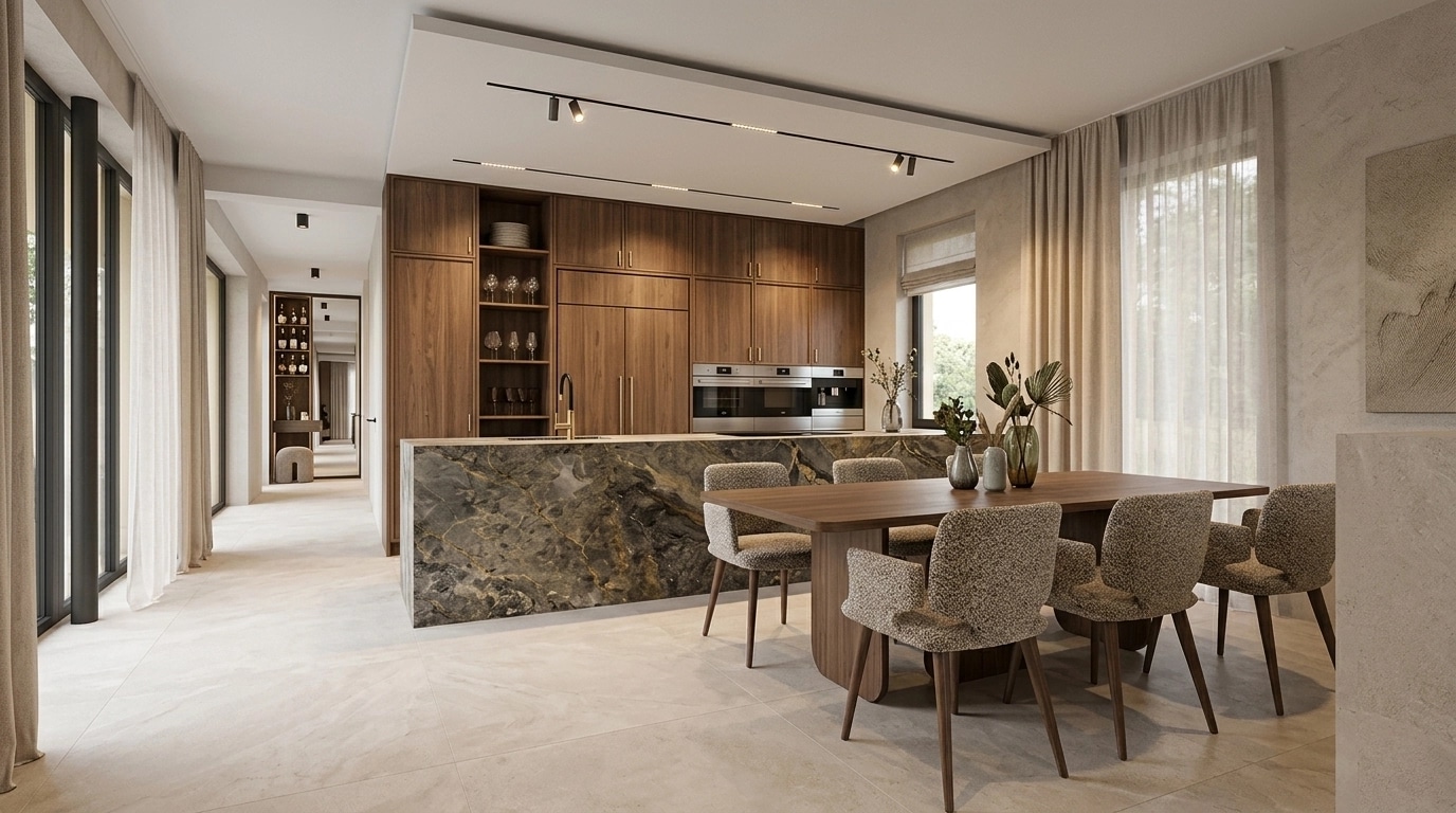 Interior design in Mid-Century Modern style — Kitchen by GenRoom AI