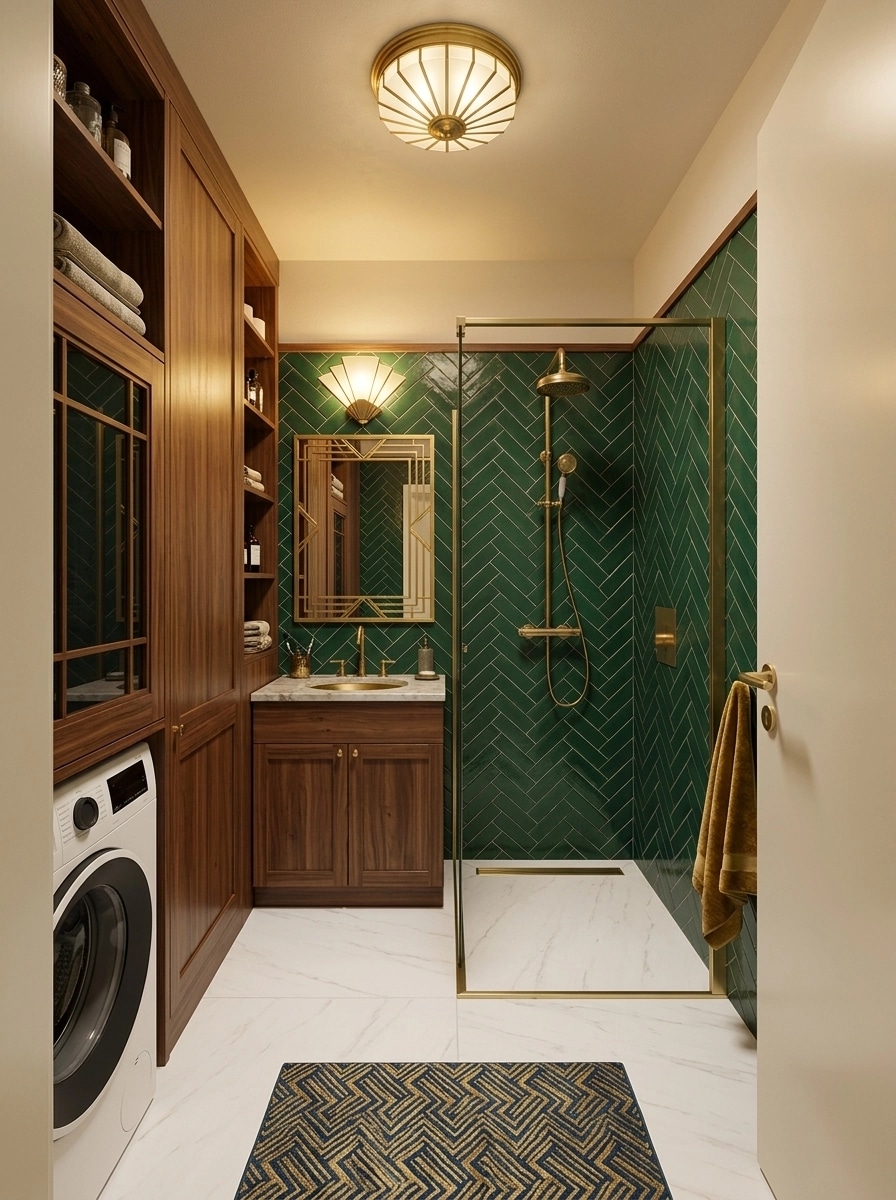 Bathroom interior in Art Deco style — photo by GenRoom AI