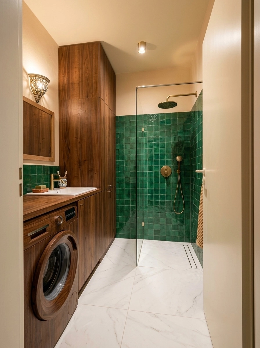 Bathroom interior in Mediterranean style — photo by GenRoom AI