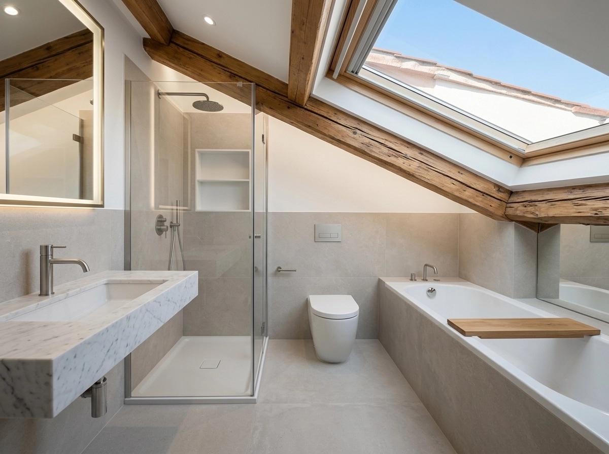 Bathroom interior in Minimalism style — photo by GenRoom AI
