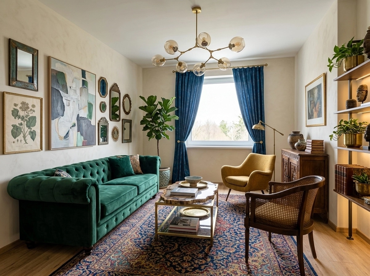 Design d'intérieur en style Eclectic — Salon par GenRoom AI