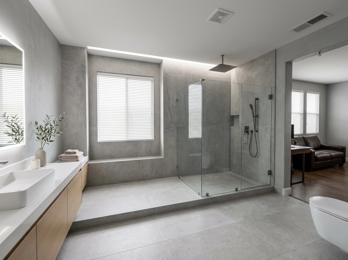 Bathroom interior in Minimalism style — photo by GenRoom AI