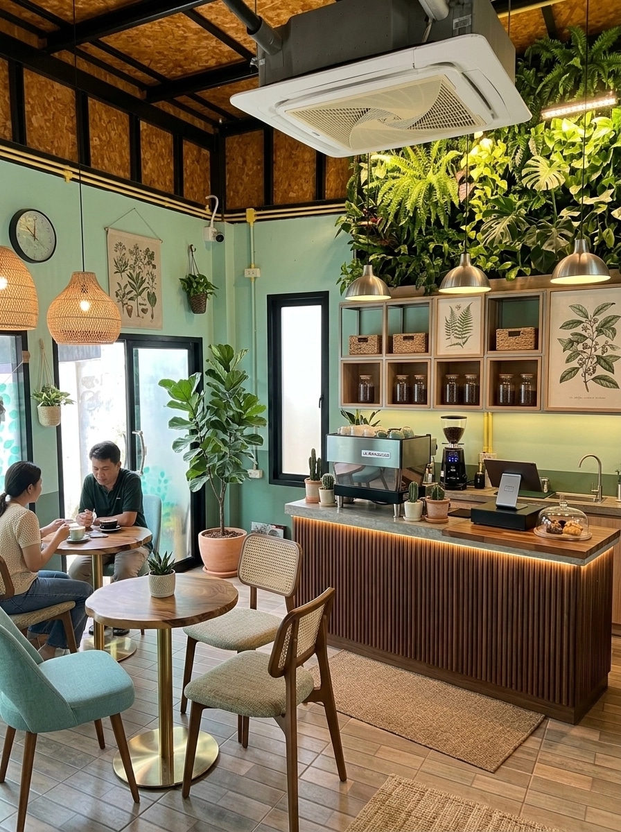 Interior design in Biophilic style — cafe by GenRoom AI
