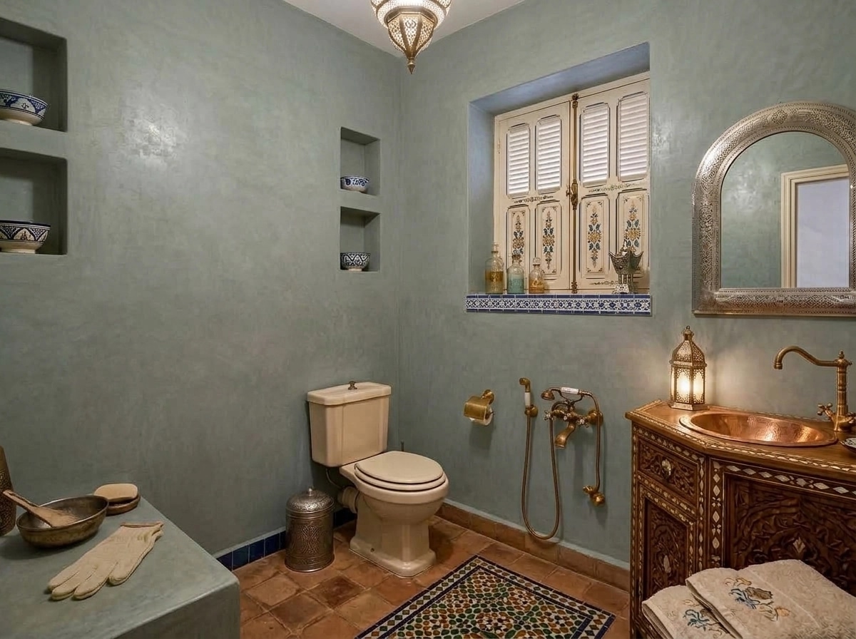 Bathroom interior in Mediterranean style — photo by GenRoom AI