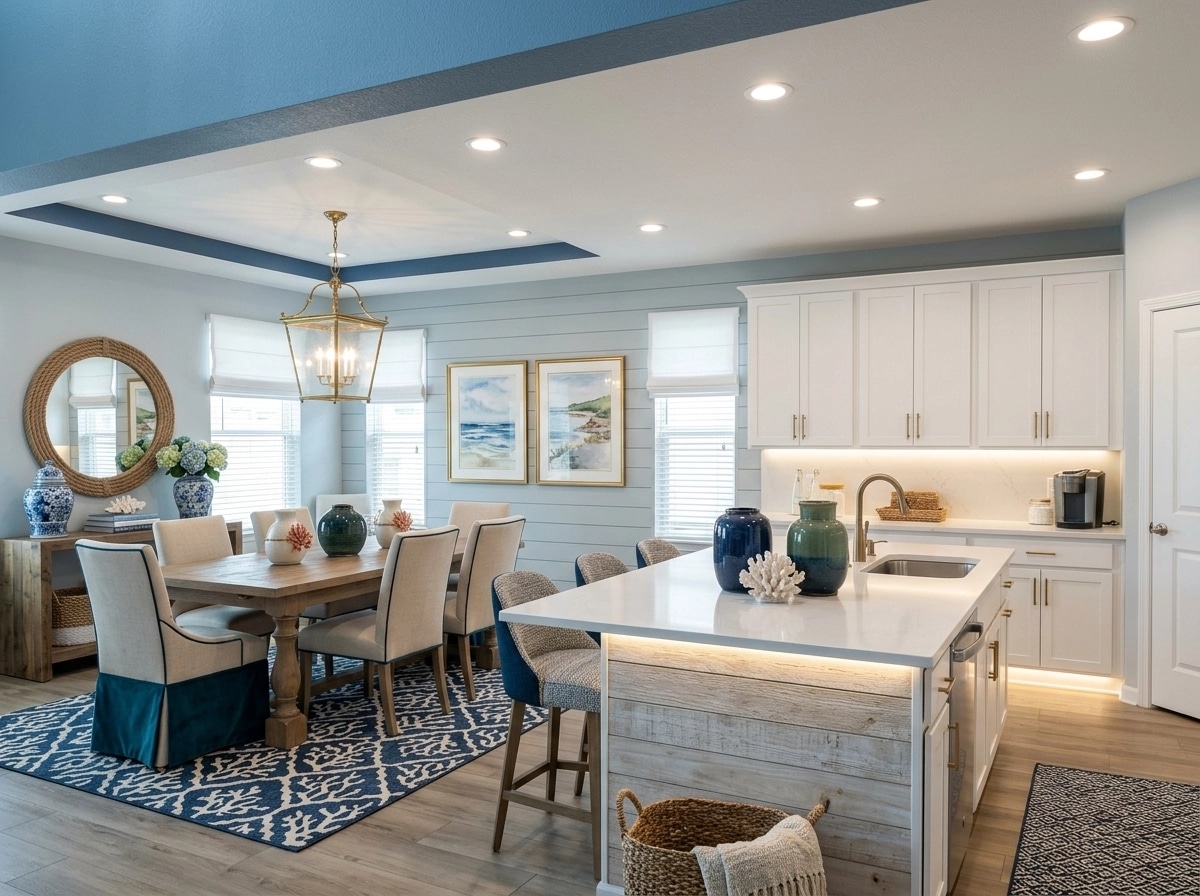 Design de interiores em estilo Coastal / Hamptons — dining_room por GenRoom AI