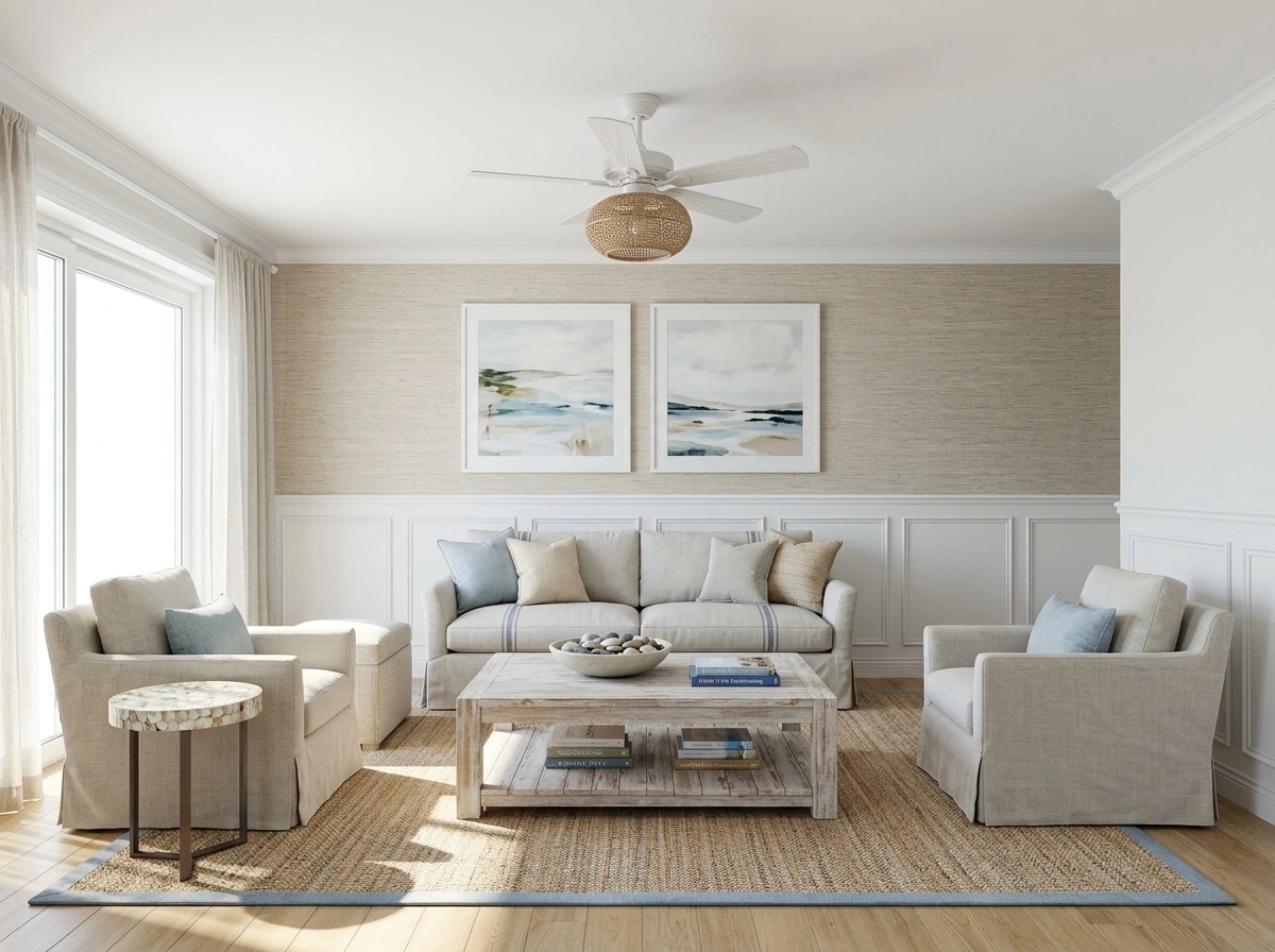 Interior design in Coastal / Hamptons style — Living Room by GenRoom AI