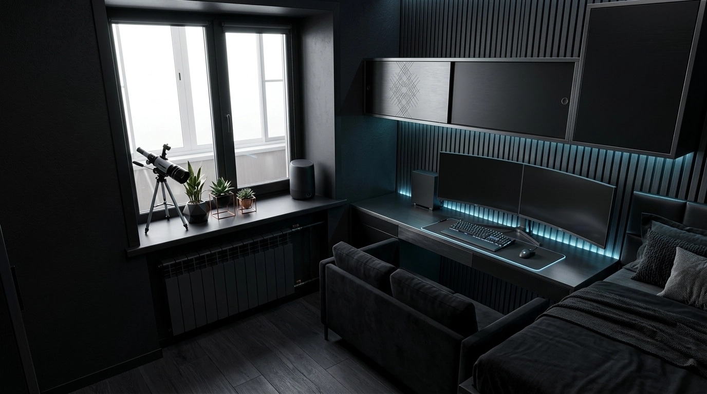 Blacktec Bedroom design — interior photo by GenRoom AI