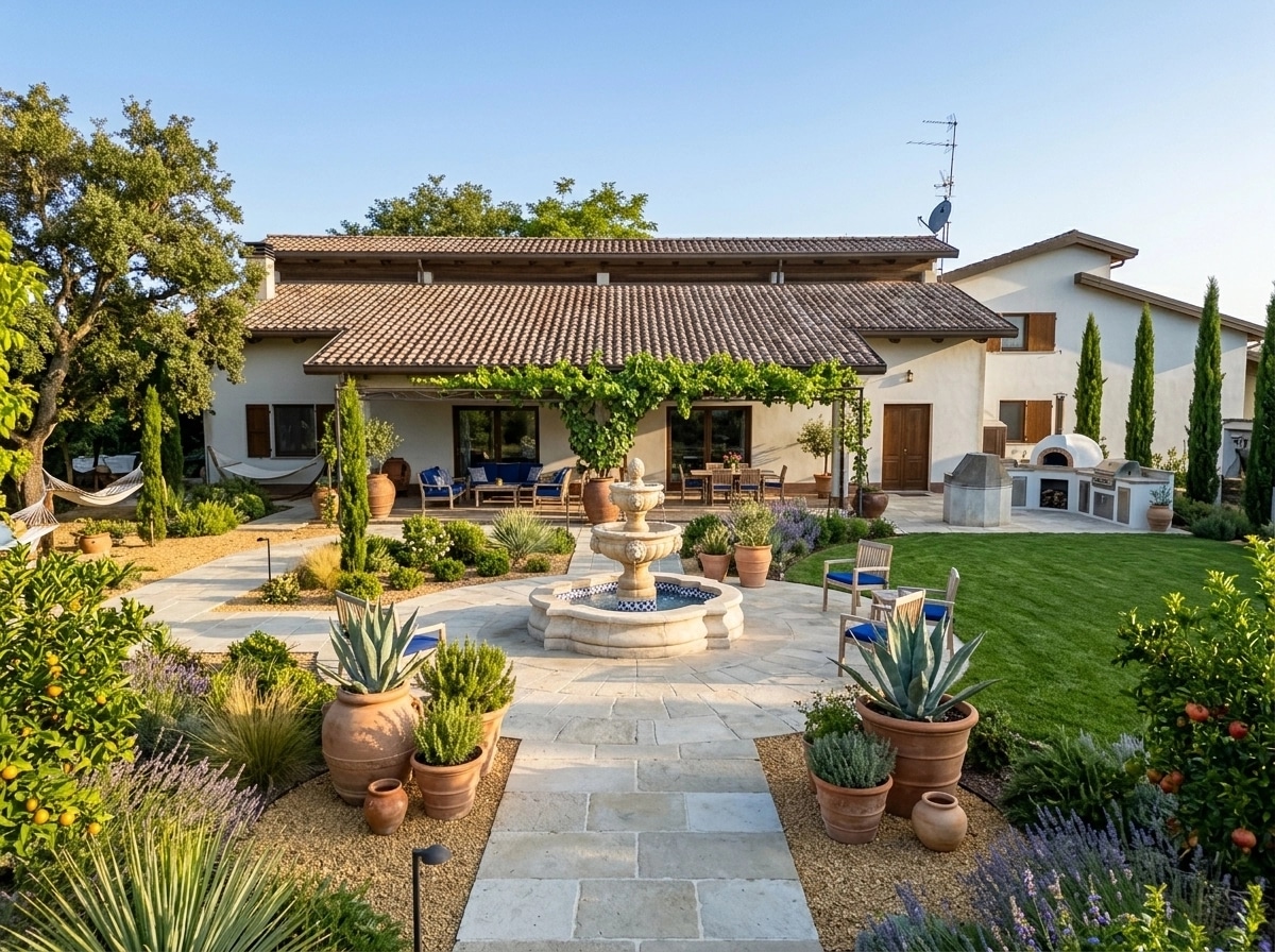 Landscape design in Mediterranean Yard style — Yard by GenRoom AI