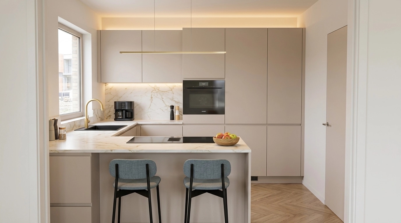 Minimalism Kitchen design — interior photo by GenRoom AI