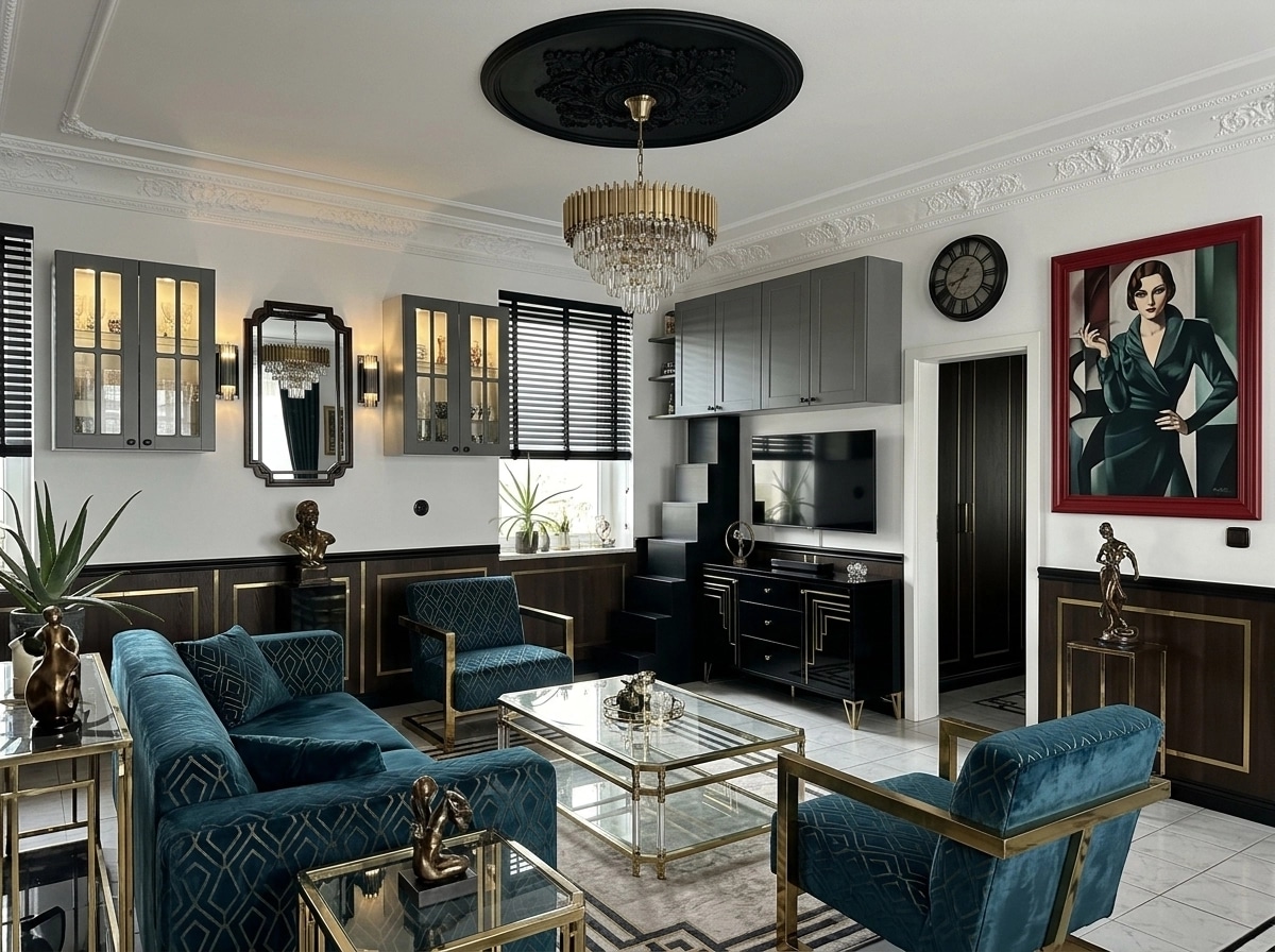Interior design in Art Deco style — Living Room by GenRoom AI