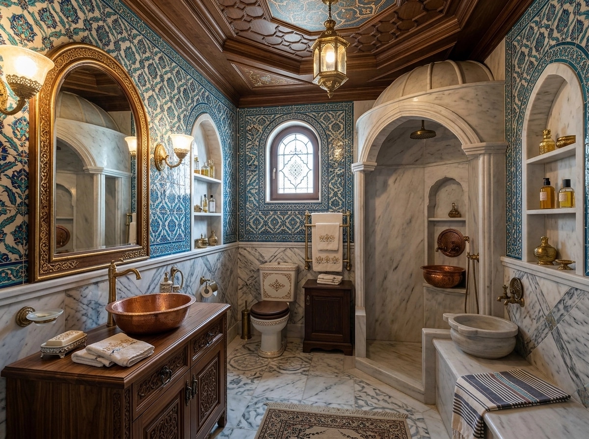 Bathroom interior in Ottoman style — photo by GenRoom AI