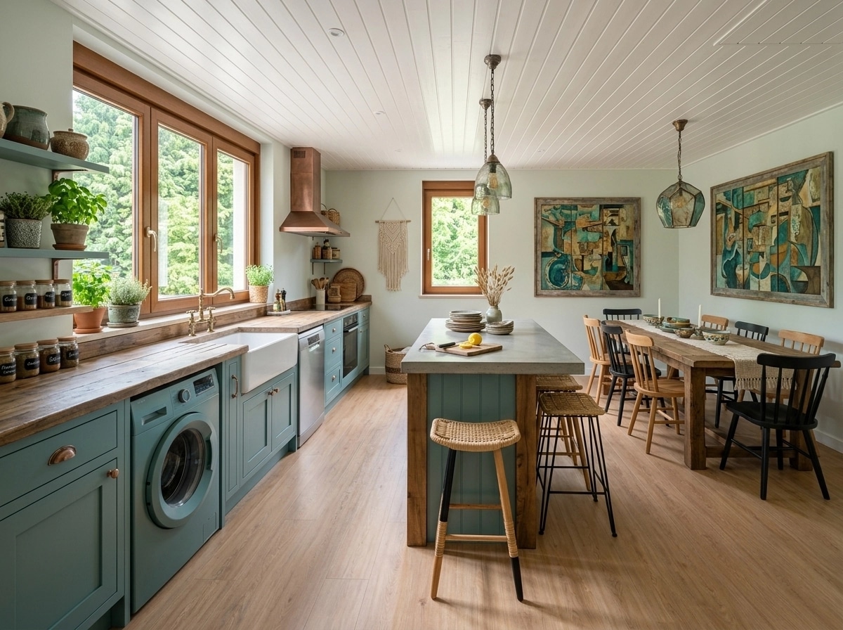 Kitchen interior in Bohemian style — photo by GenRoom AI